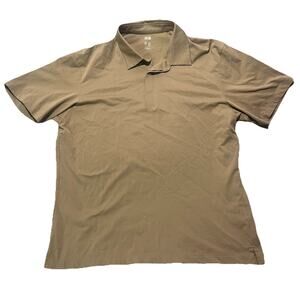 Uniqlo Mens Large Button SS Shirt Cotton Blend Beige AIRism Stretch